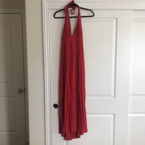 Dark Orange Halter Maxi Dress